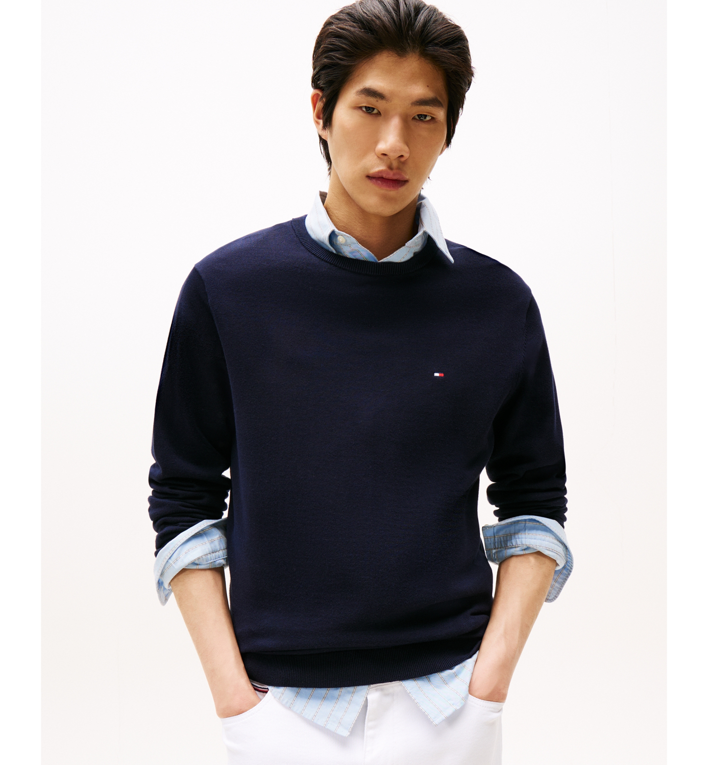 Tommy Hilfiger Men's Essential Cotton Crewneck Sweater - Desert Sky