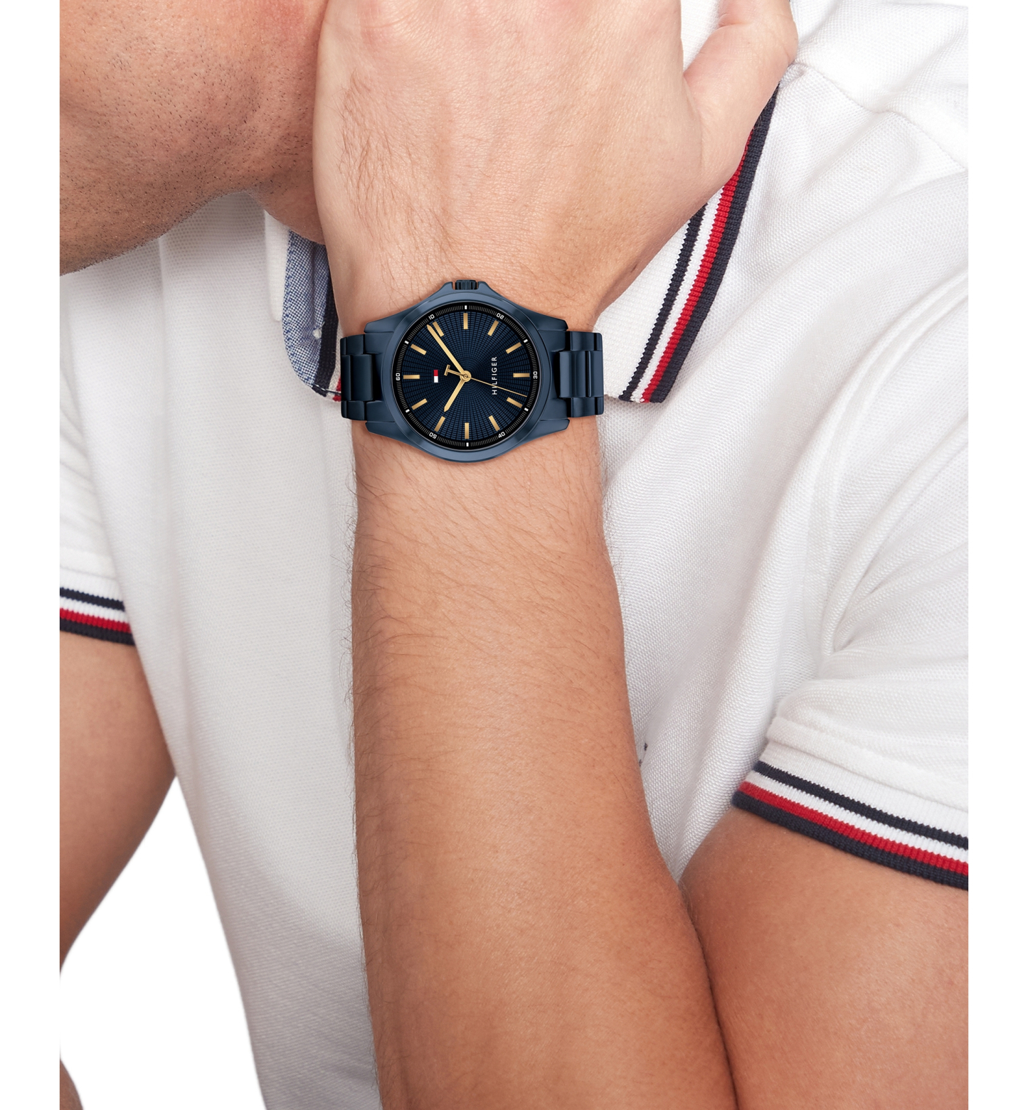 Tommy Hilfiger Men's Quartz Ionic Plated Blue Stainless Steel Bracelet Watch, 42mm - Blue
