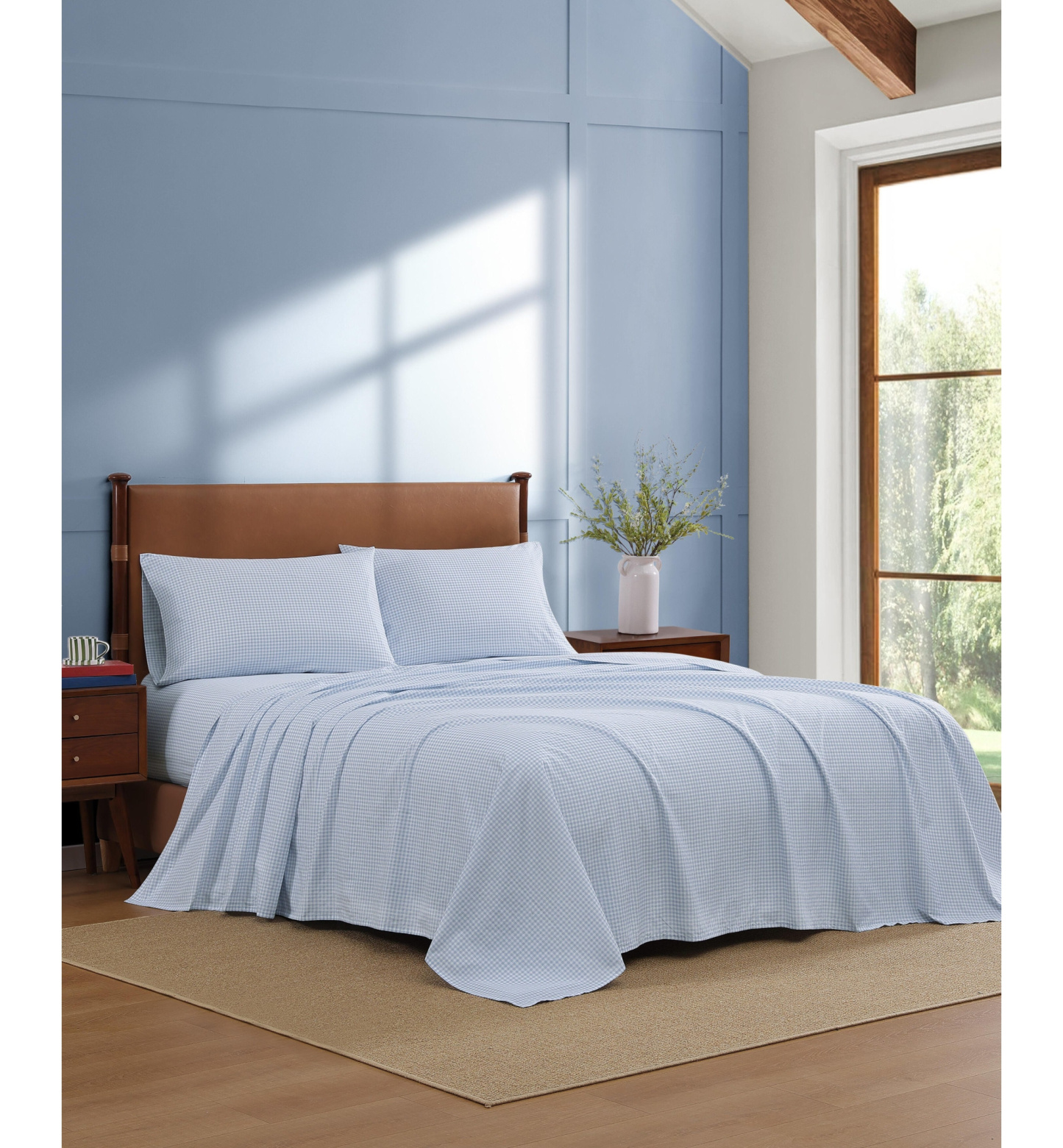 Tommy Hilfiger Printed 200-Thread Count Cotton Percale Sheet Set - Gardena Check Blue