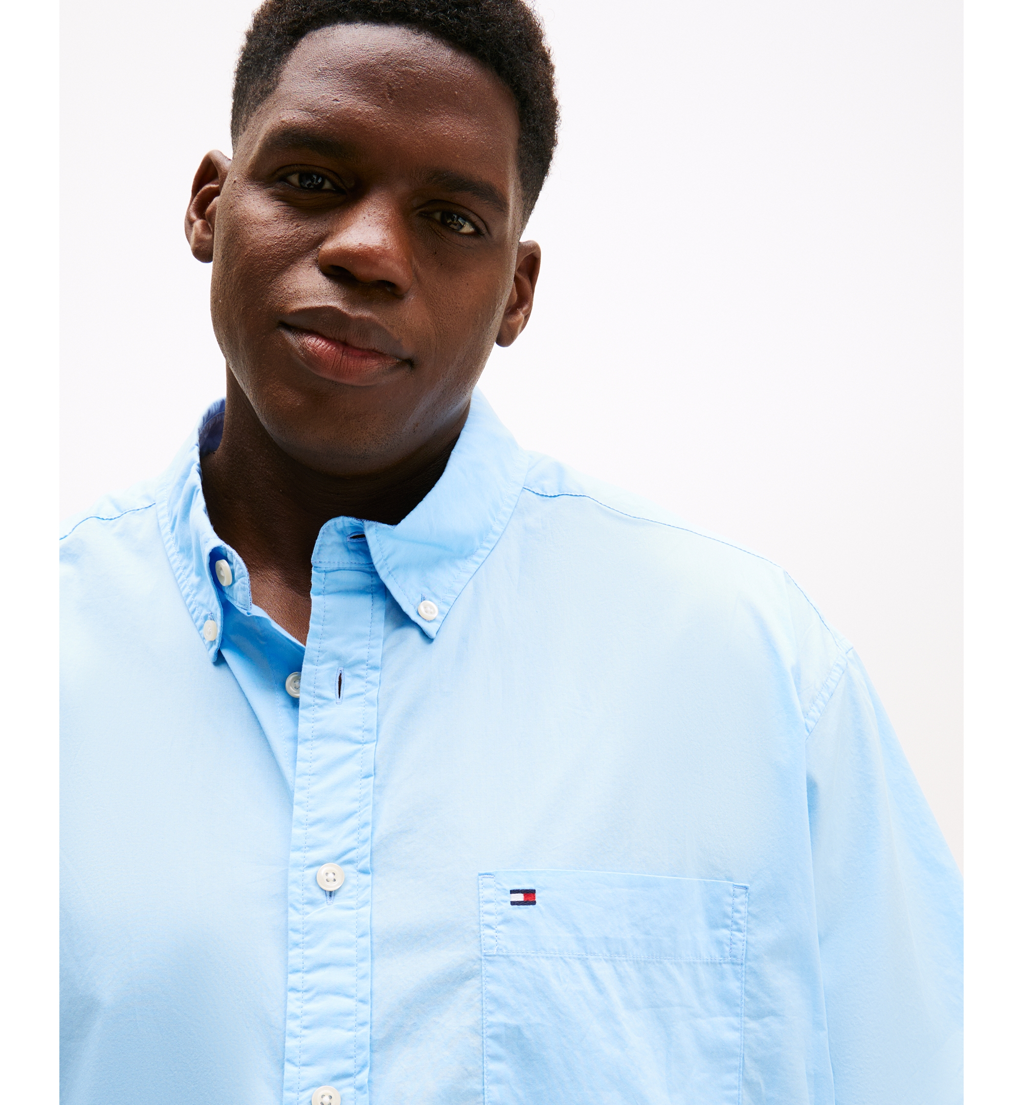 Tommy Hilfiger Men's  Big & Tall Maxwell Short-Sleeve Button-Down Shirt - Blue Bell