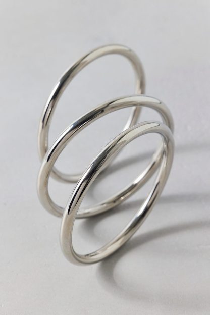 Daily Cool Bangle Bracelets Set - Silver