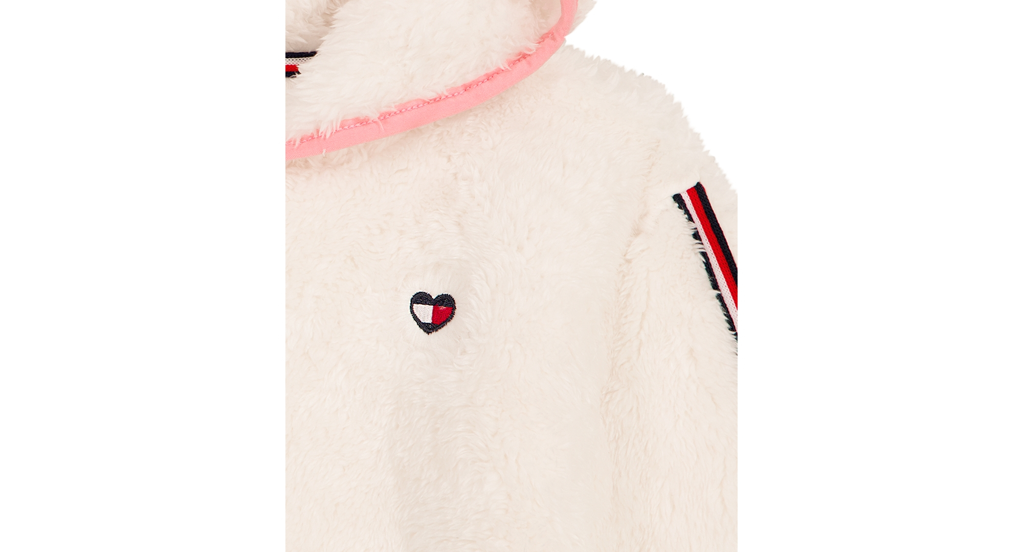 Tommy Hilfiger Baby Girls' Sherpa Full-Zip Hoodie, T-Shirt and Wide-Leg Pants, 3-Piece Set - Egret/Sea Pink