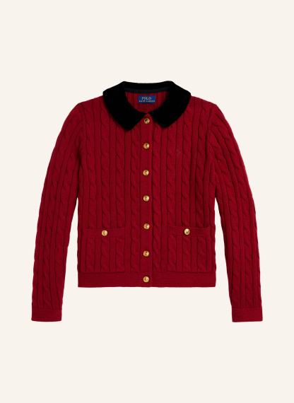 POLO RALPH LAUREN Strickjacke – ROT / SCHWARZ