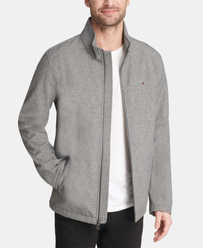 Tommy Hilfiger Men's Soft-Shell Classic Zip-Front Jacket - Heather Gray