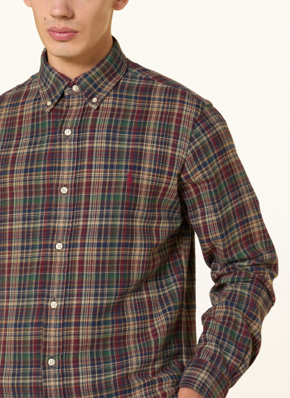 POLO RALPH LAUREN Flanellhemd Custom Fit – KHAKI / DUNKELROT / DUNKELBLAU