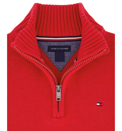 Tommy Hilfiger Boys' 8-20 Zipneck Cotton Quarter-Zip Sweater - Scarlet Sage