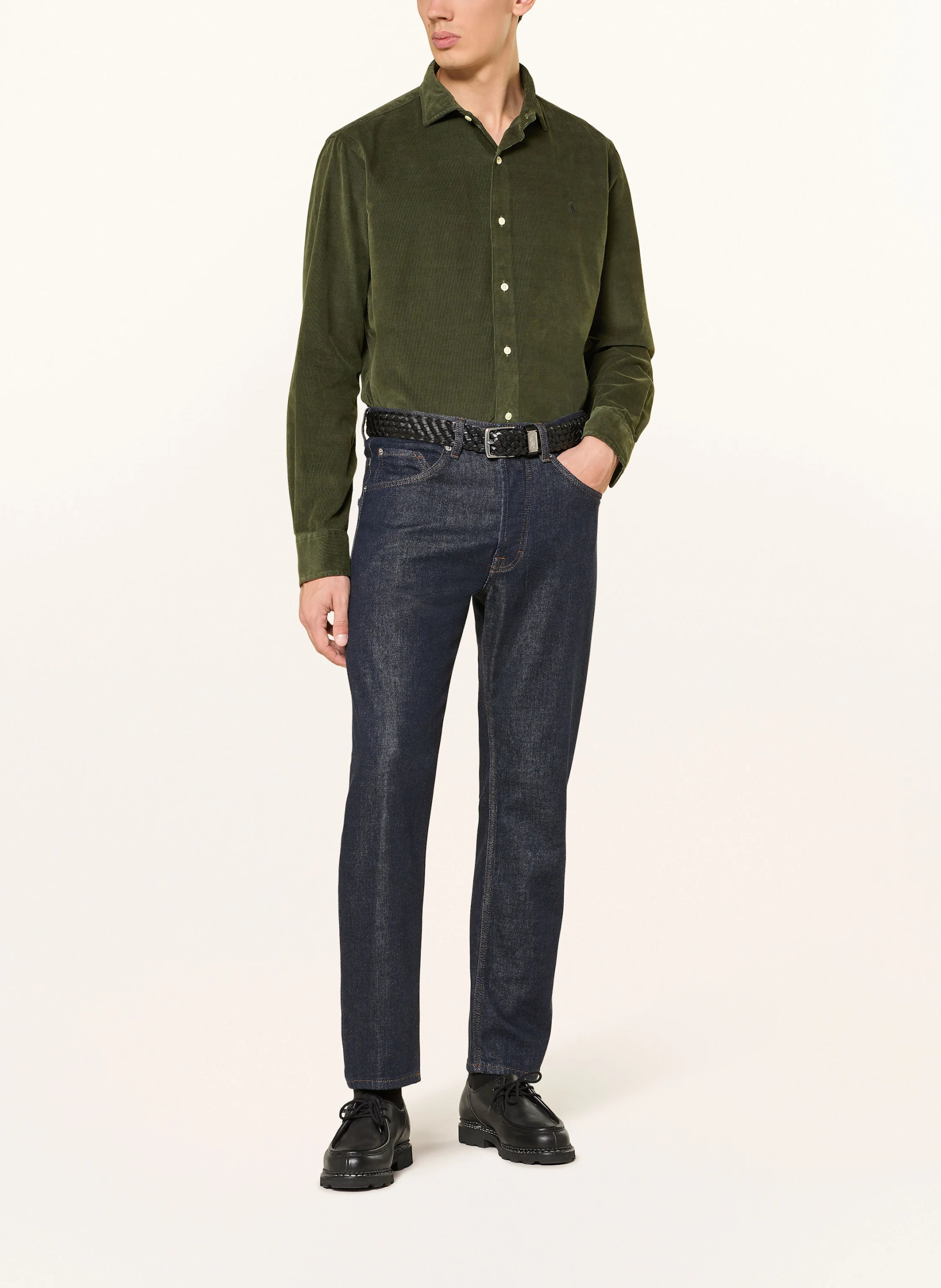 POLO RALPH LAUREN Cordhemd Custom Fit – OLIV