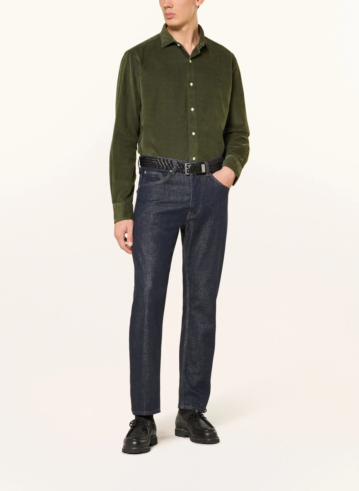 POLO RALPH LAUREN Cordhemd Custom Fit – OLIV
