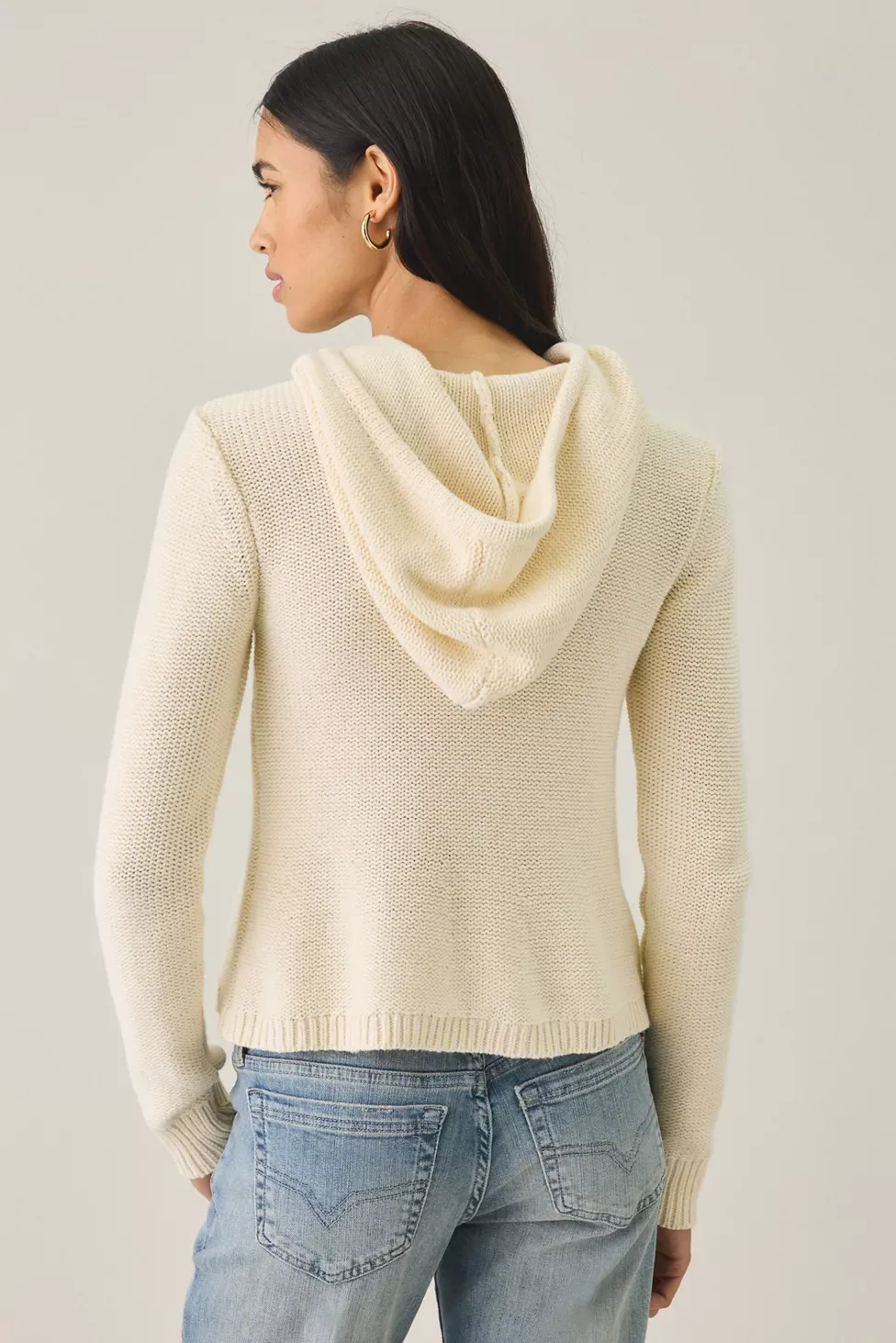 BDG Off Campus Double Breasted Hooded Cardigan - Cream