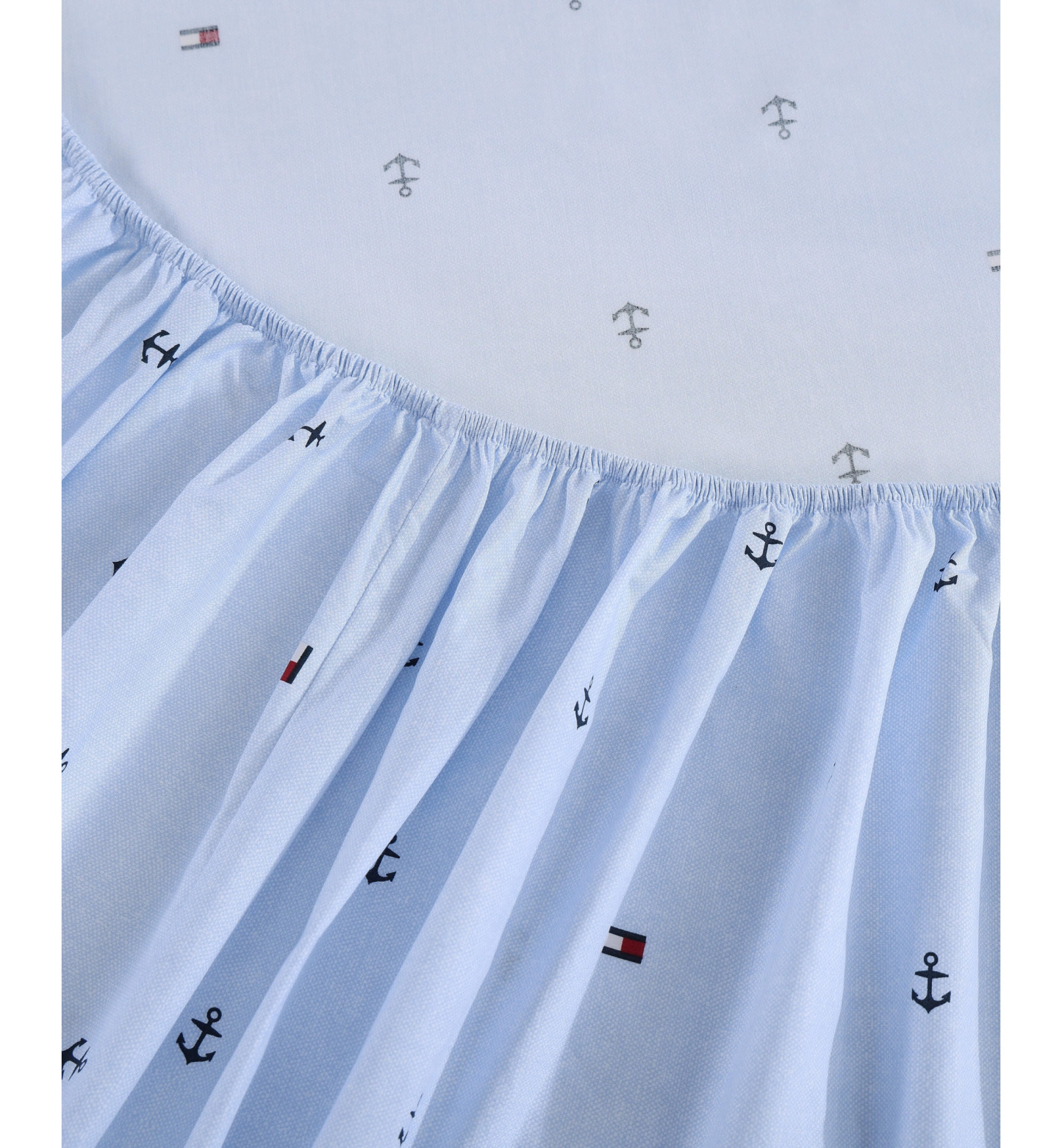 Tommy Hilfiger Printed 200-Thread Count Cotton Percale Sheet Set - Anchor, Flag Pale Blue