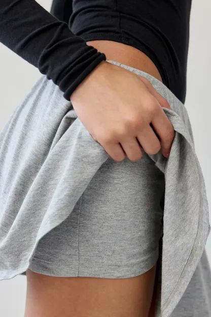 Out From Under Bec Mid-Rise Skater Mini Skort - Grey