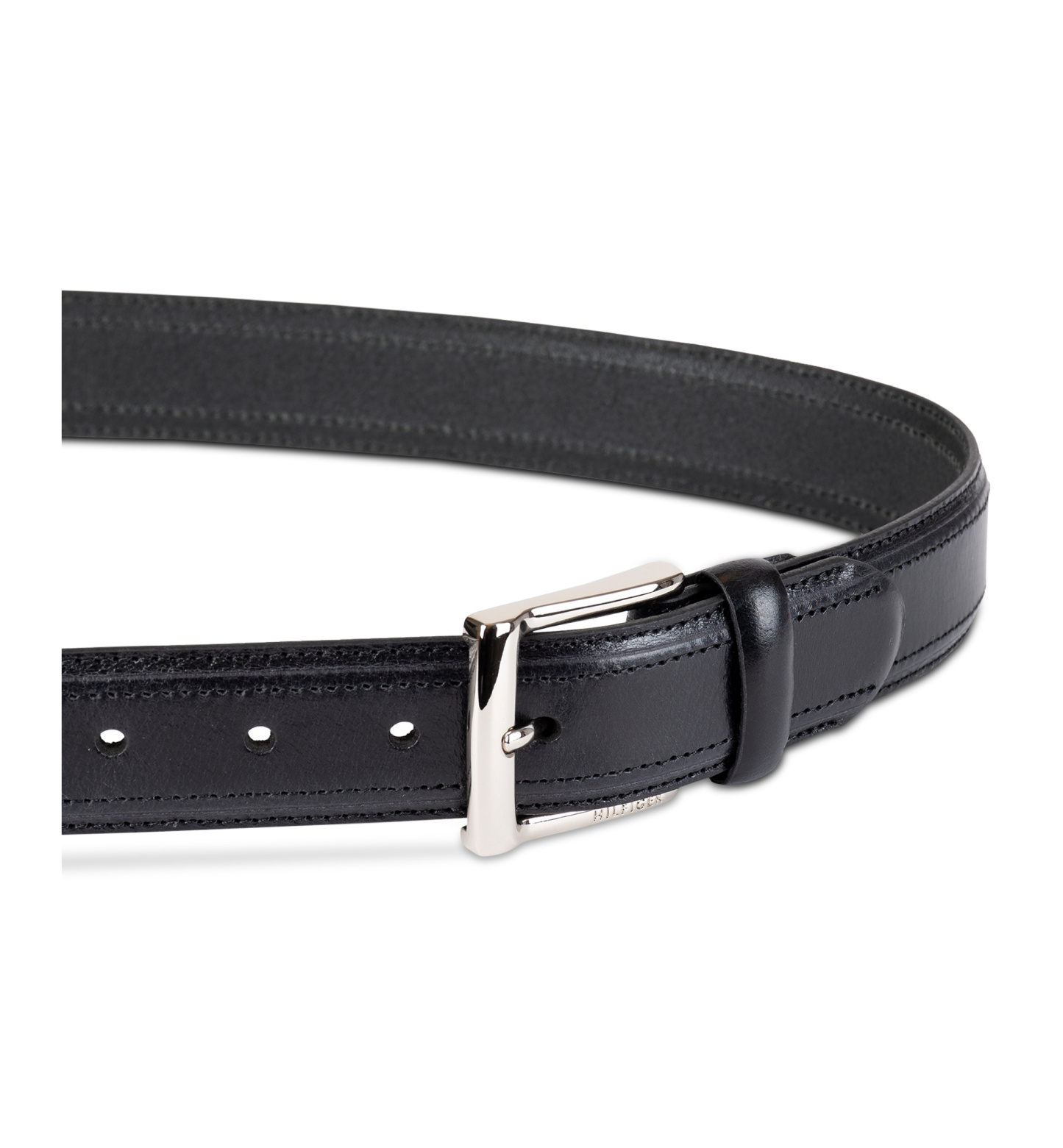 35MM Tommy Hilfiger Men’s Stitched Classic Dress Leather Belt - Black