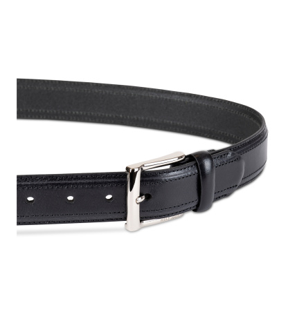 35MM Tommy Hilfiger Men’s Stitched Classic Dress Leather Belt - Black