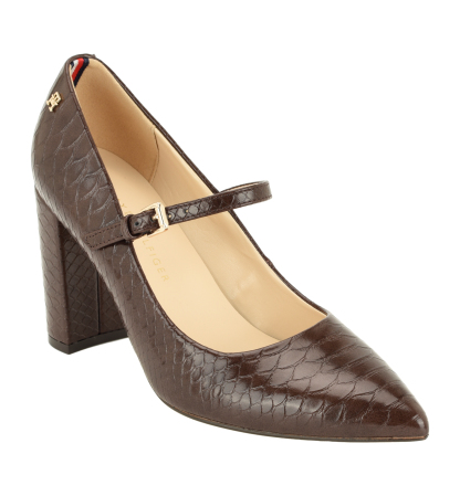 Tommy Hilfiger Women's Aveniz Mary Jane Block Heel Pump - Dark Brown Snake