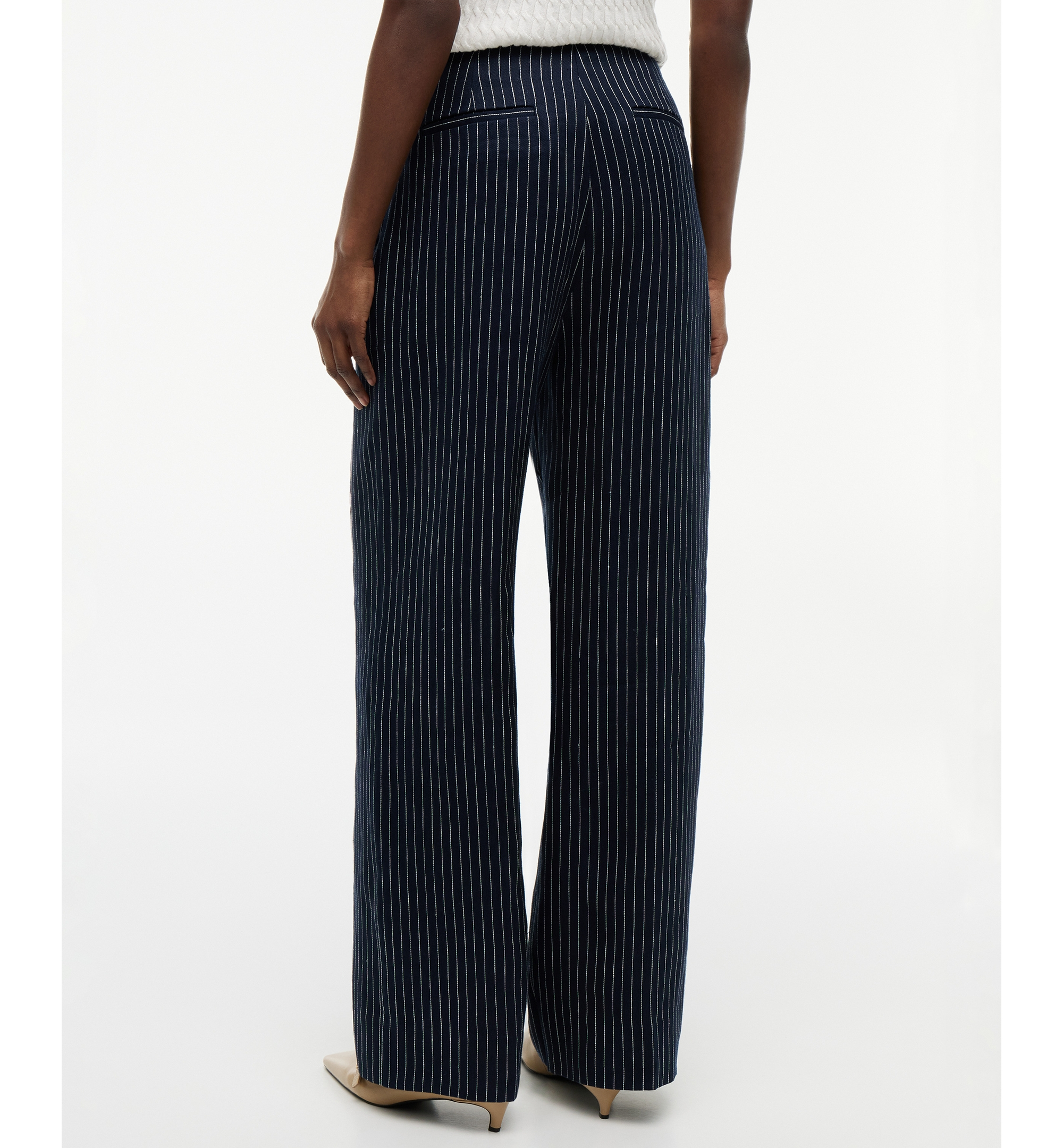 Tommy Hilfiger Women's Nautical Stripe High-Rise Wide-Leg Pants - Pin Stripe Navy