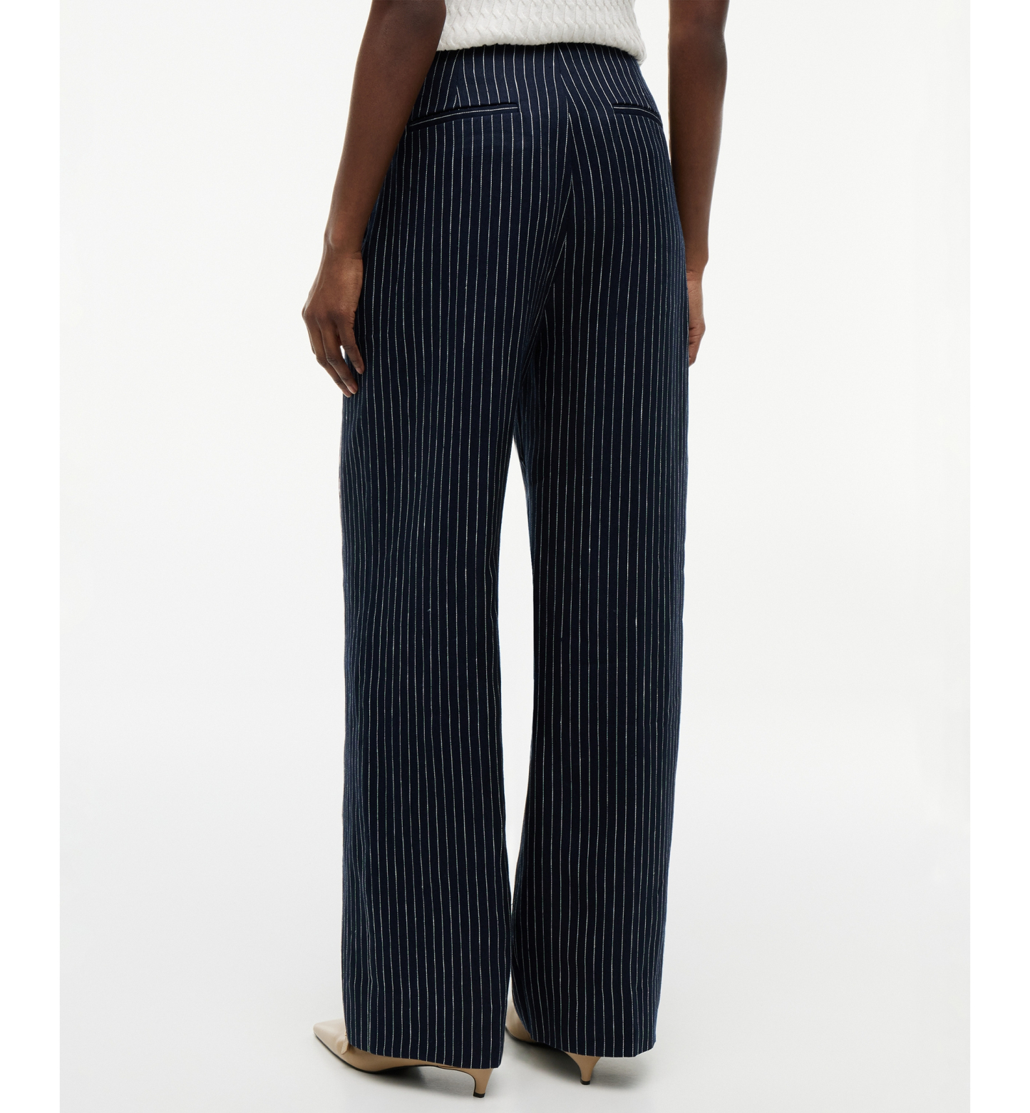 Tommy Hilfiger Women's Nautical Stripe High-Rise Wide-Leg Pants - Pin Stripe Navy