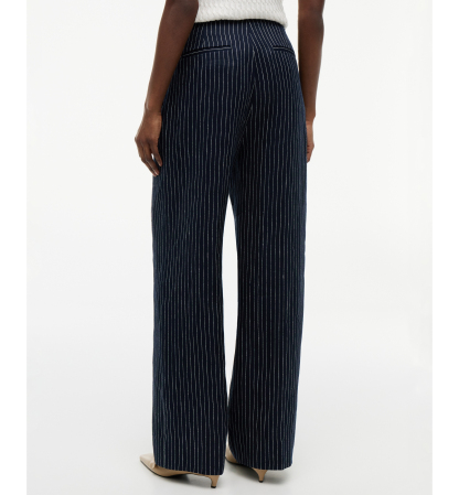 Tommy Hilfiger Women's Nautical Stripe High-Rise Wide-Leg Pants - Pin Stripe Navy