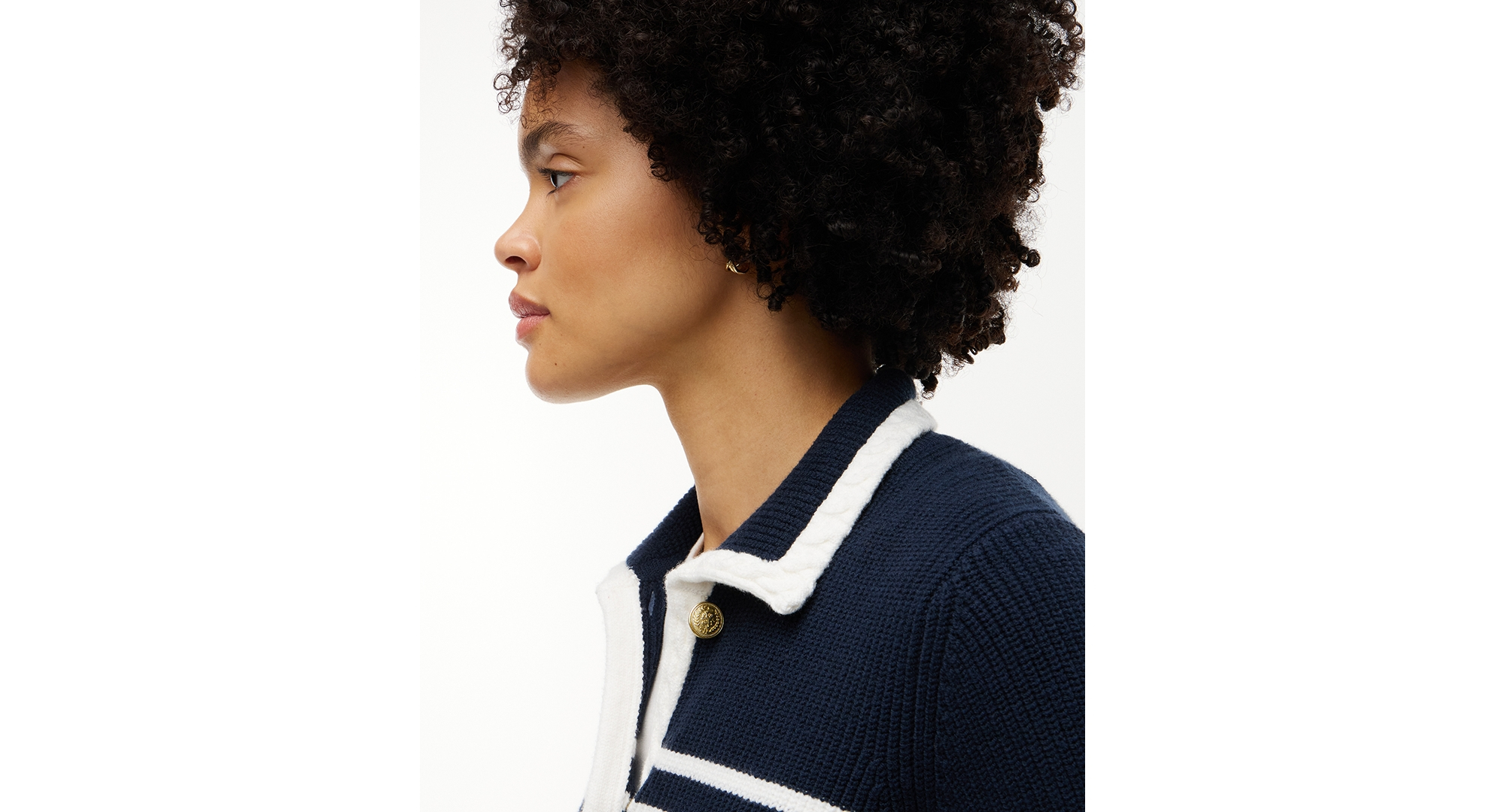 Tommy Hilfiger Women's Long-Sleeve Striped Knit Jacket - Placed Stp Dark Blue/ecru