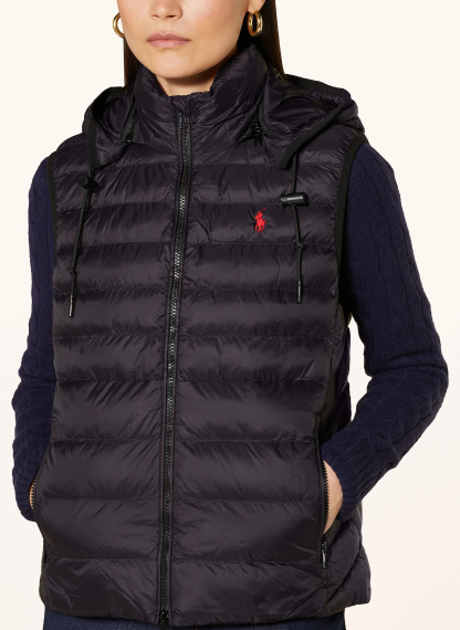 POLO RALPH LAUREN Steppweste mit abnehmbarer Kapuze – SCHWARZ