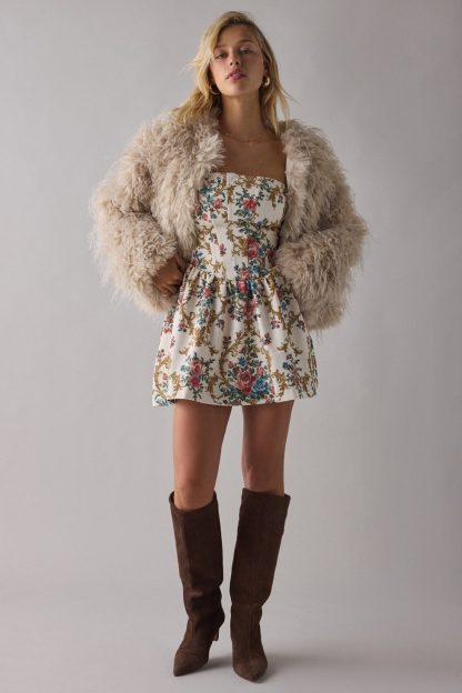 Kimchi Blue Sugar Plum Strapless Corset Mini Dress - Neutral Multi