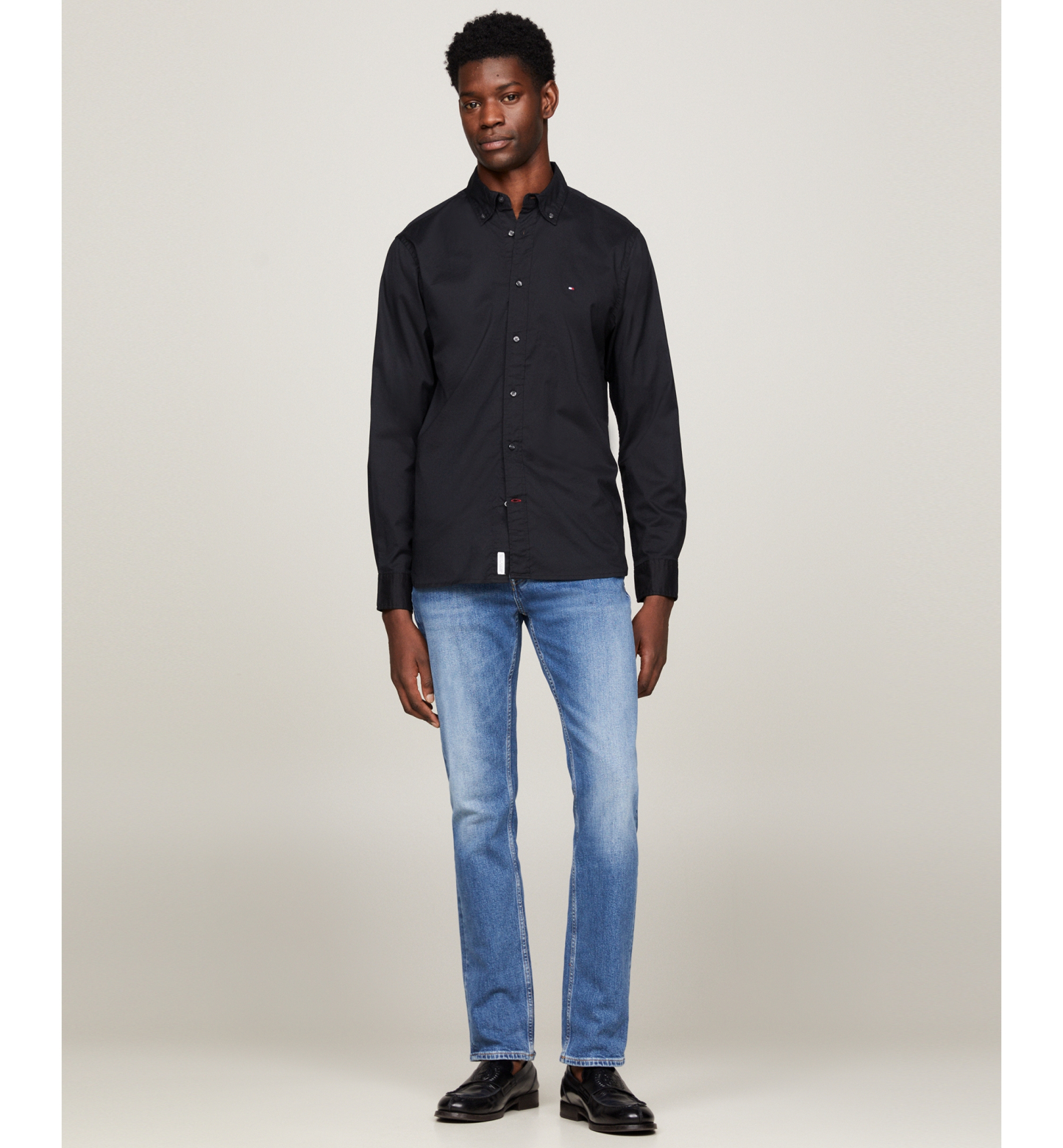 Tommy Hilfiger Men's Regular-Fit Stretch Poplin Button-Down Shirt - Black