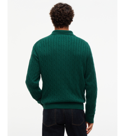 Tommy Hilfiger Men's Classic Cotton Cable-Knit Regular-Fit Sweater Polo - Ivory Petal