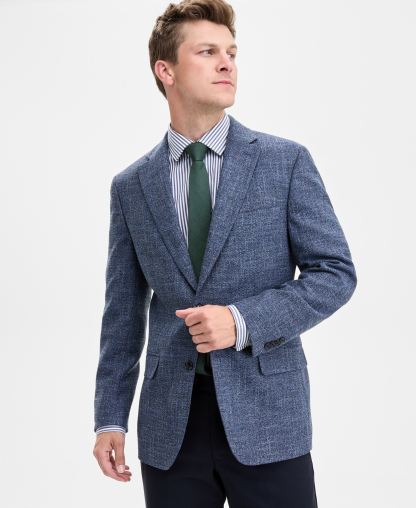 Tommy Hilfiger Men's Modern-Fit Textured Blue Sport Coat - BLUE