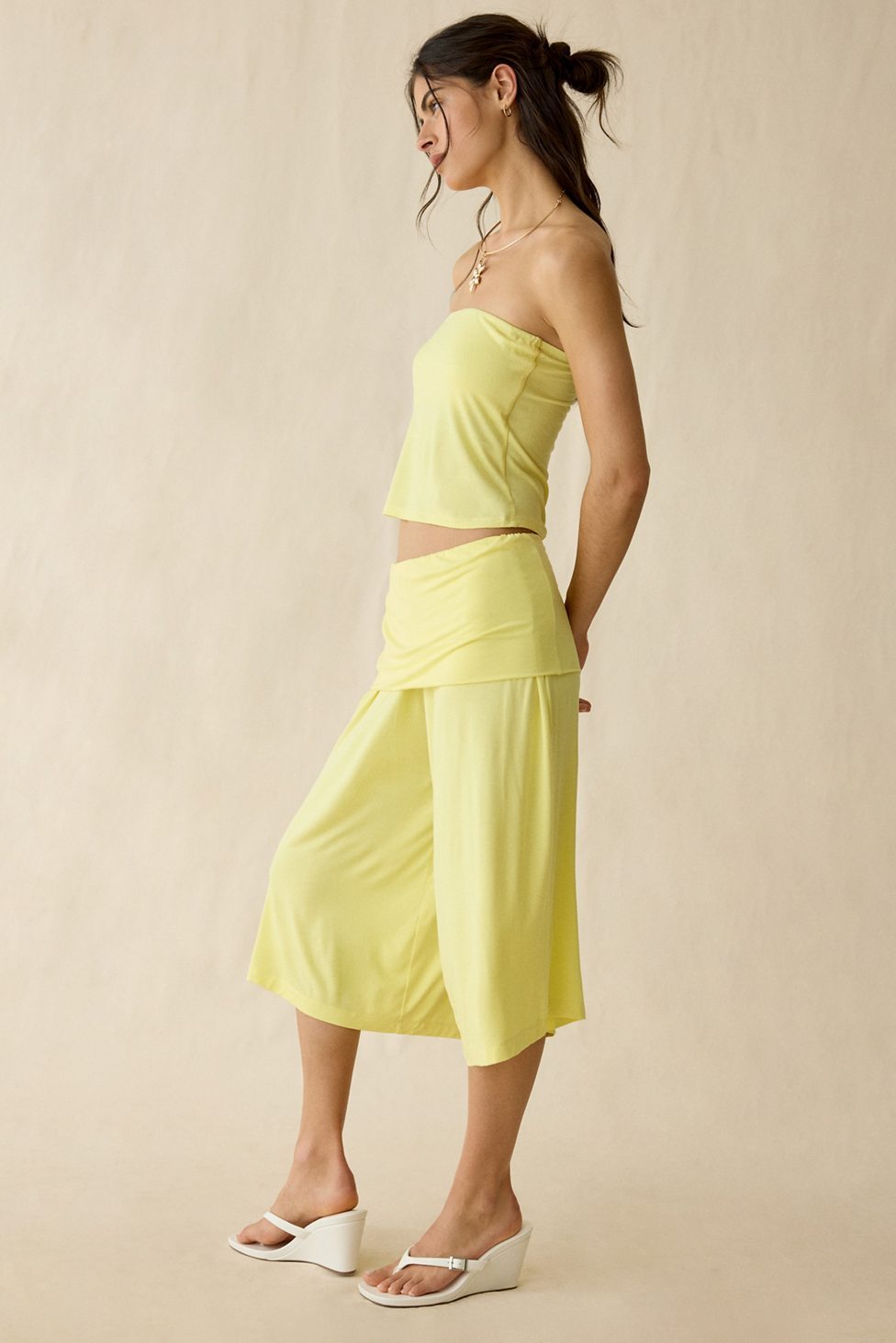 Out From Under Poolside Cool Jersey Knit Capri 2-Piece Set - Yellow