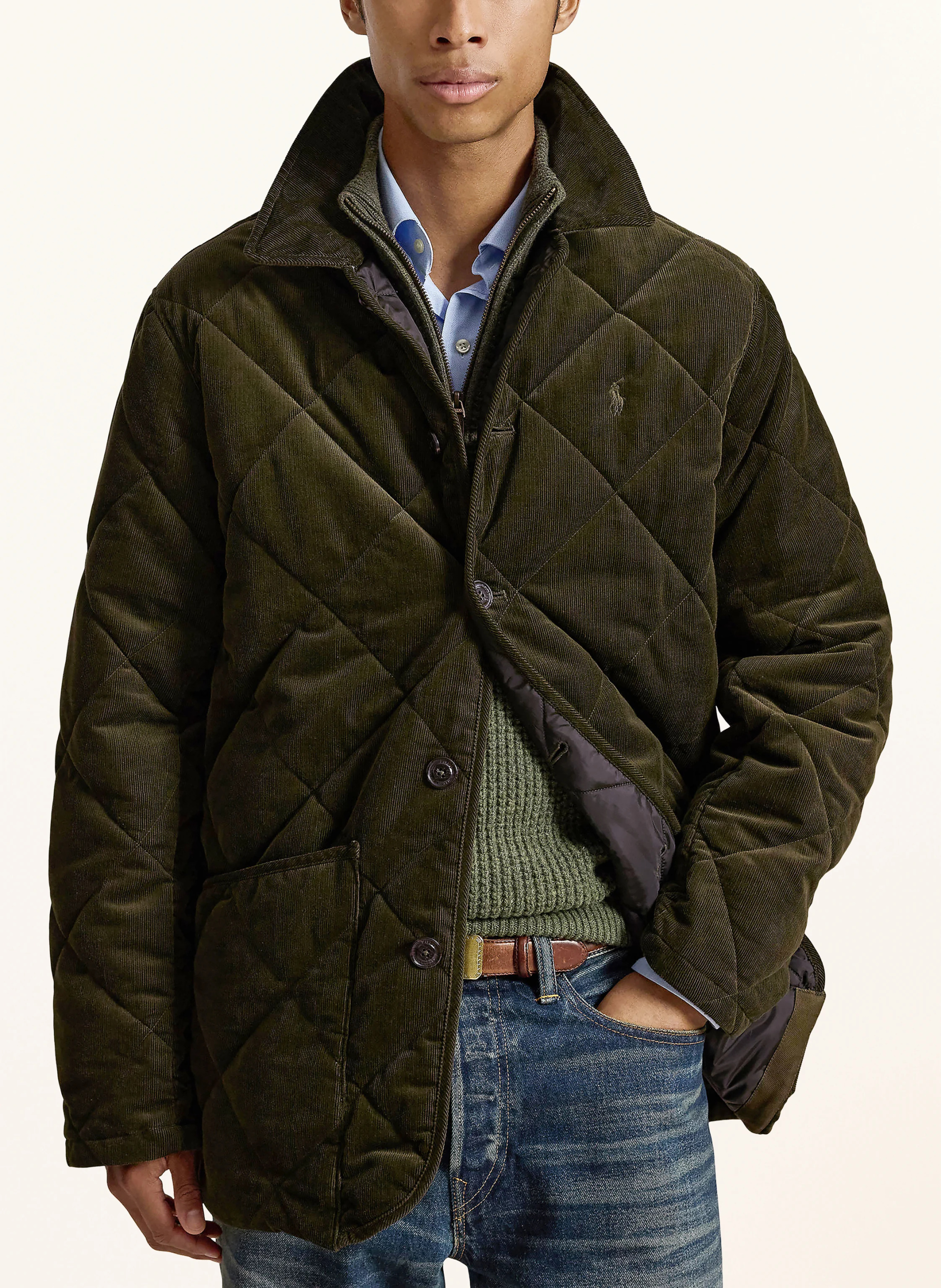 POLO RALPH LAUREN Steppjacke aus Cord – OLIV