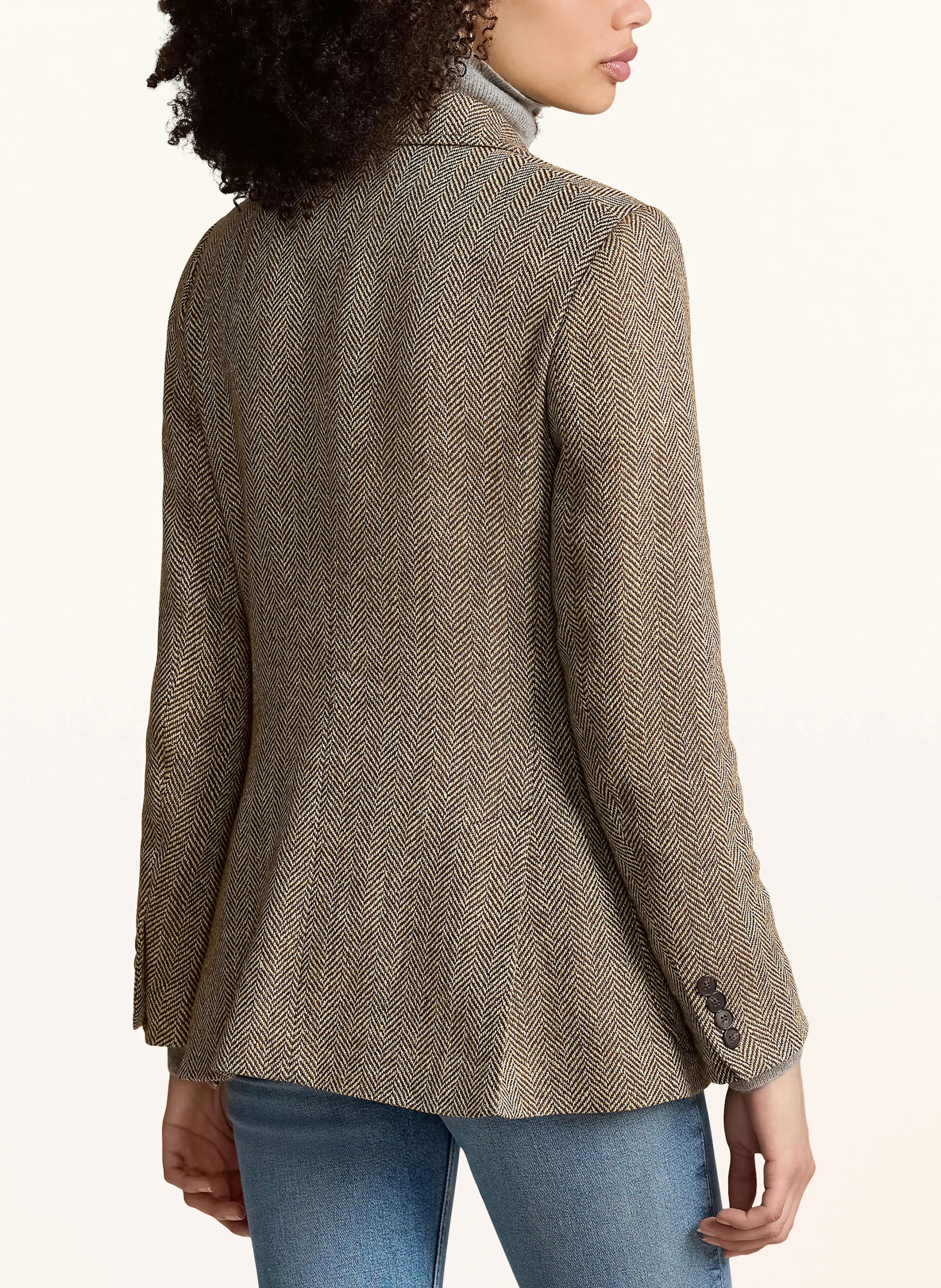 POLO RALPH LAUREN Blazer mit Leinen – BRAUN / DUNKELBRAUN