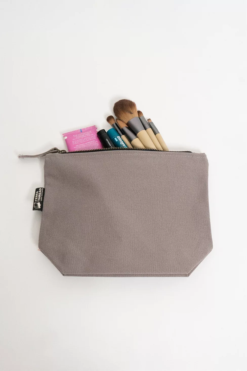 Terra Thread Organic Cotton Canvas Zippered Pouch - Light Grey