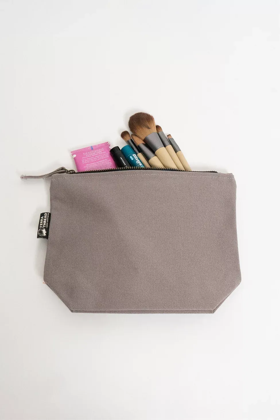 Terra Thread Organic Cotton Canvas Zippered Pouch - Light Grey