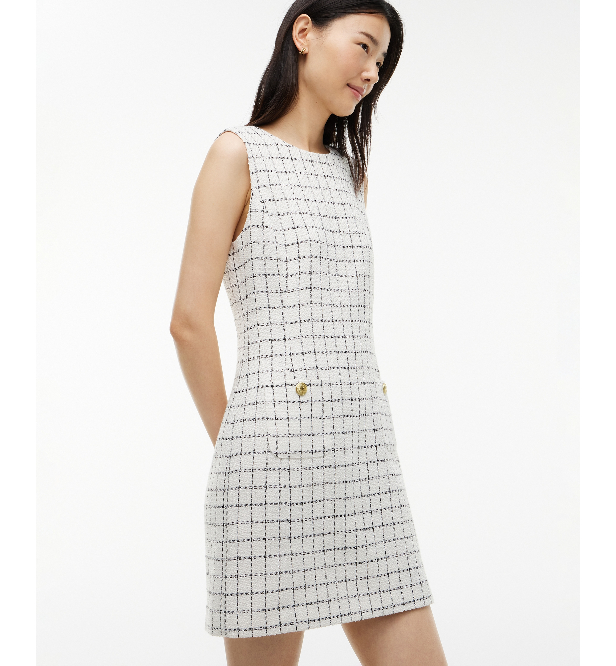 Tommy Hilfiger Women's Festive Bouclé Mini Dress - Ecru / Black Sequin Check