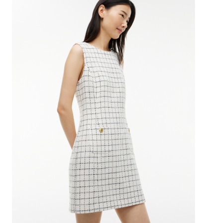 Tommy Hilfiger Women's Festive Bouclé Mini Dress - Ecru / Black Sequin Check