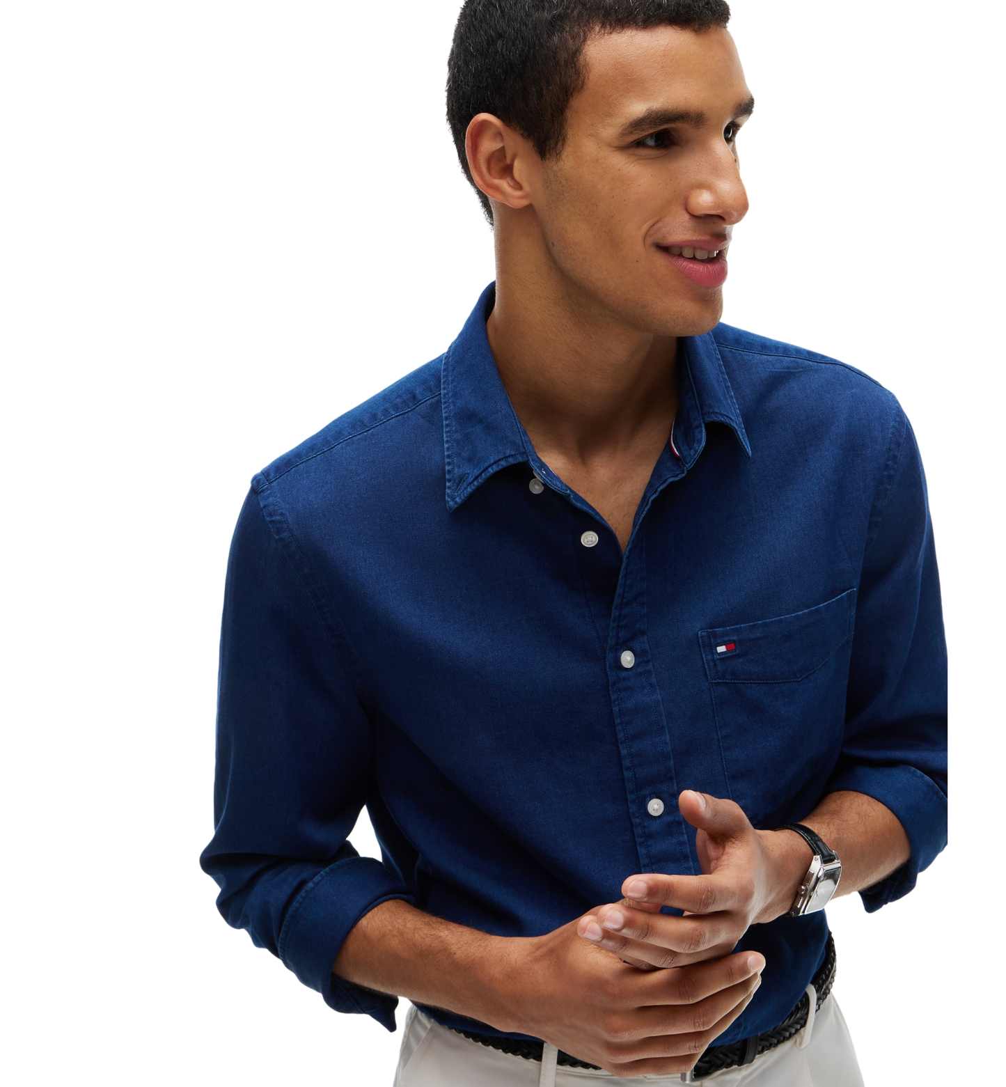 Tommy Hilfiger Men's Chambray Regular-Fit Shirt - Dark Blue Chambray