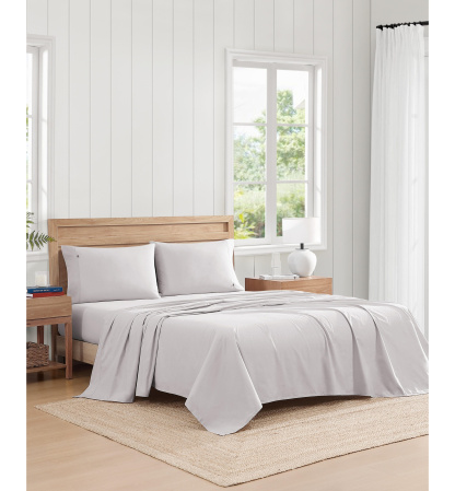 Tommy Hilfiger Solid 200-Thread Count Cotton Percale Sheet Set - Rocky Gray