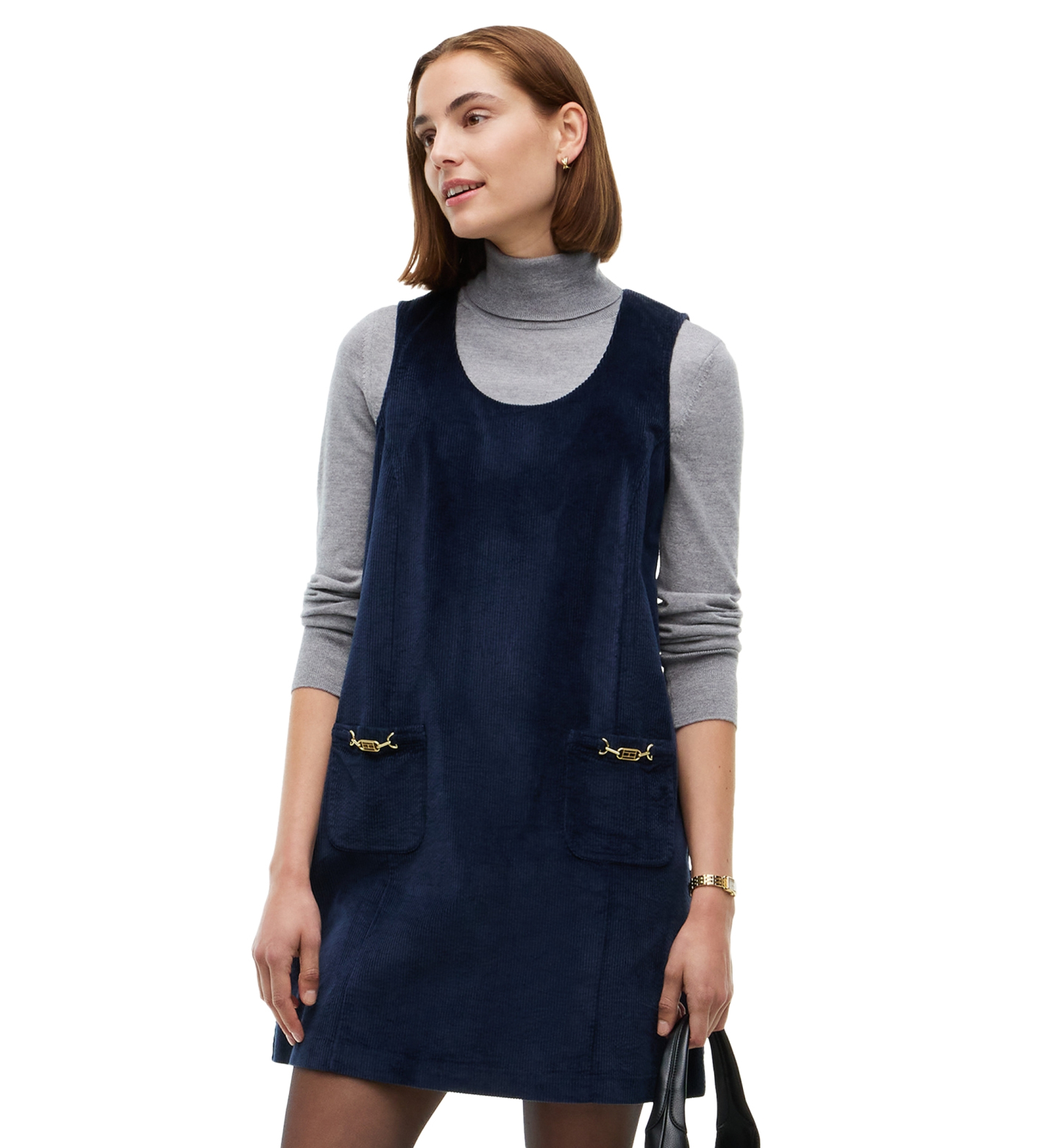 Tommy Hilfiger Women's Corduroy Scoop Neck Mini Dress - Dark Blue
