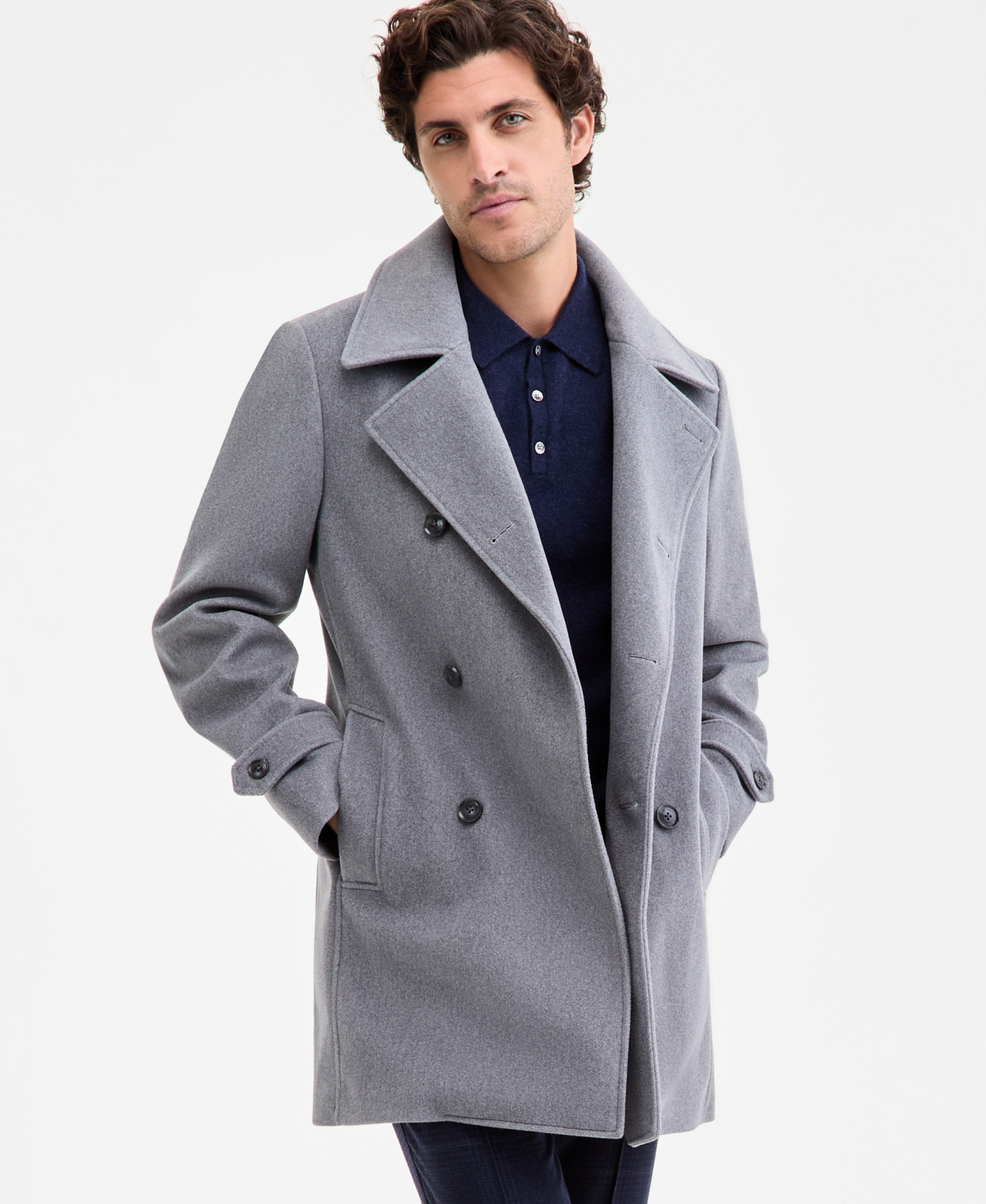 Tommy Hilfiger Men's Modern Fit Peacoat - Light Gray