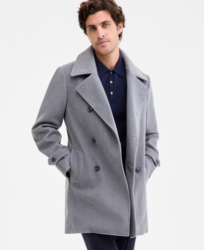 Tommy Hilfiger Men's Modern Fit Peacoat - Light Gray