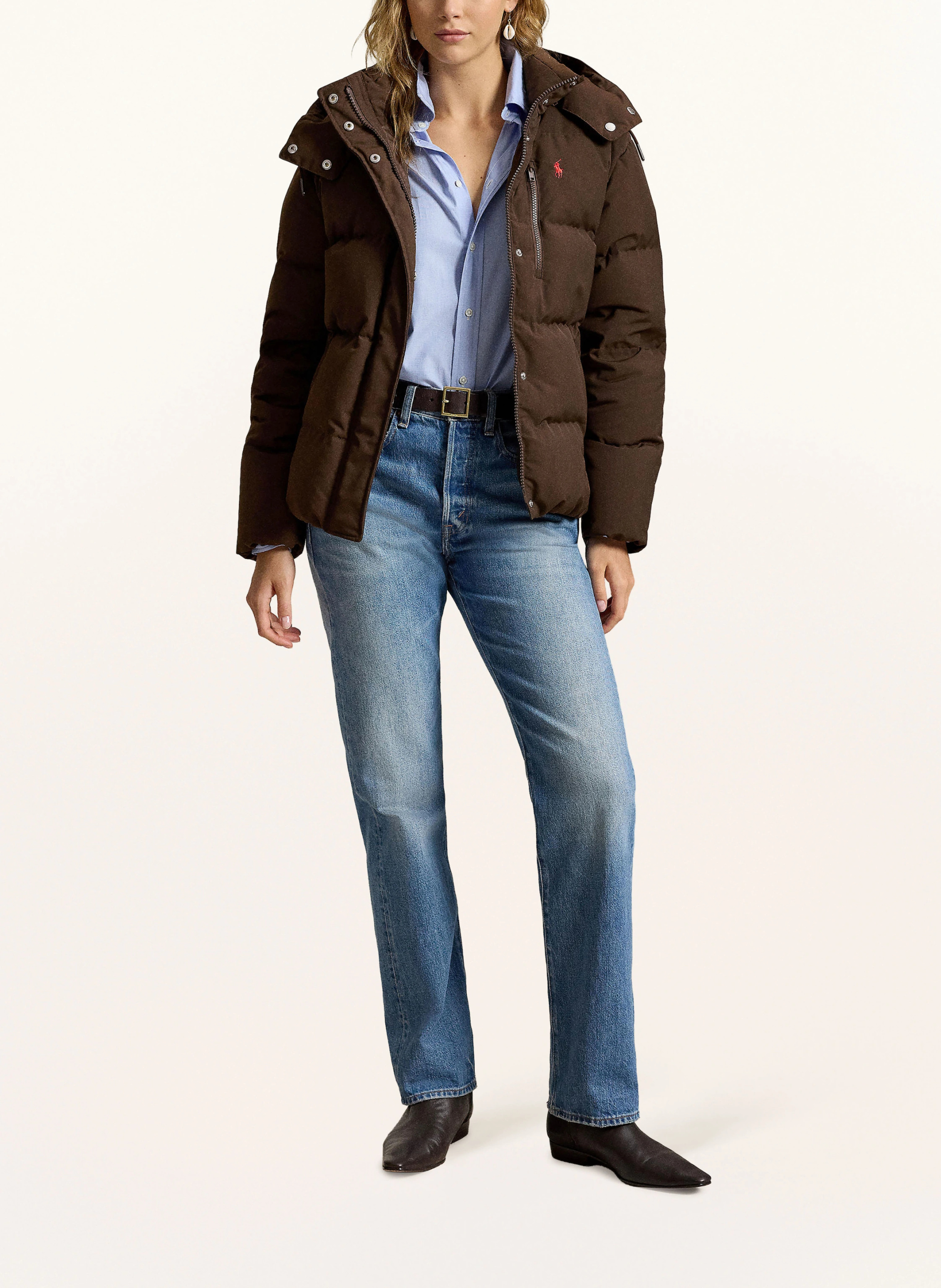 POLO RALPH LAUREN Daunenjacke mit abnehmbarer Kapuze – DUNKELBRAUN