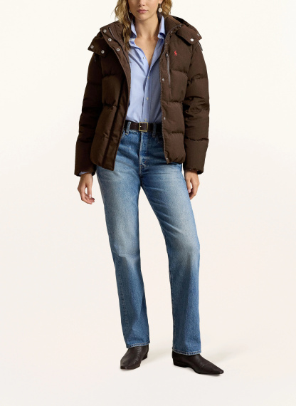 POLO RALPH LAUREN Daunenjacke mit abnehmbarer Kapuze – DUNKELBRAUN
