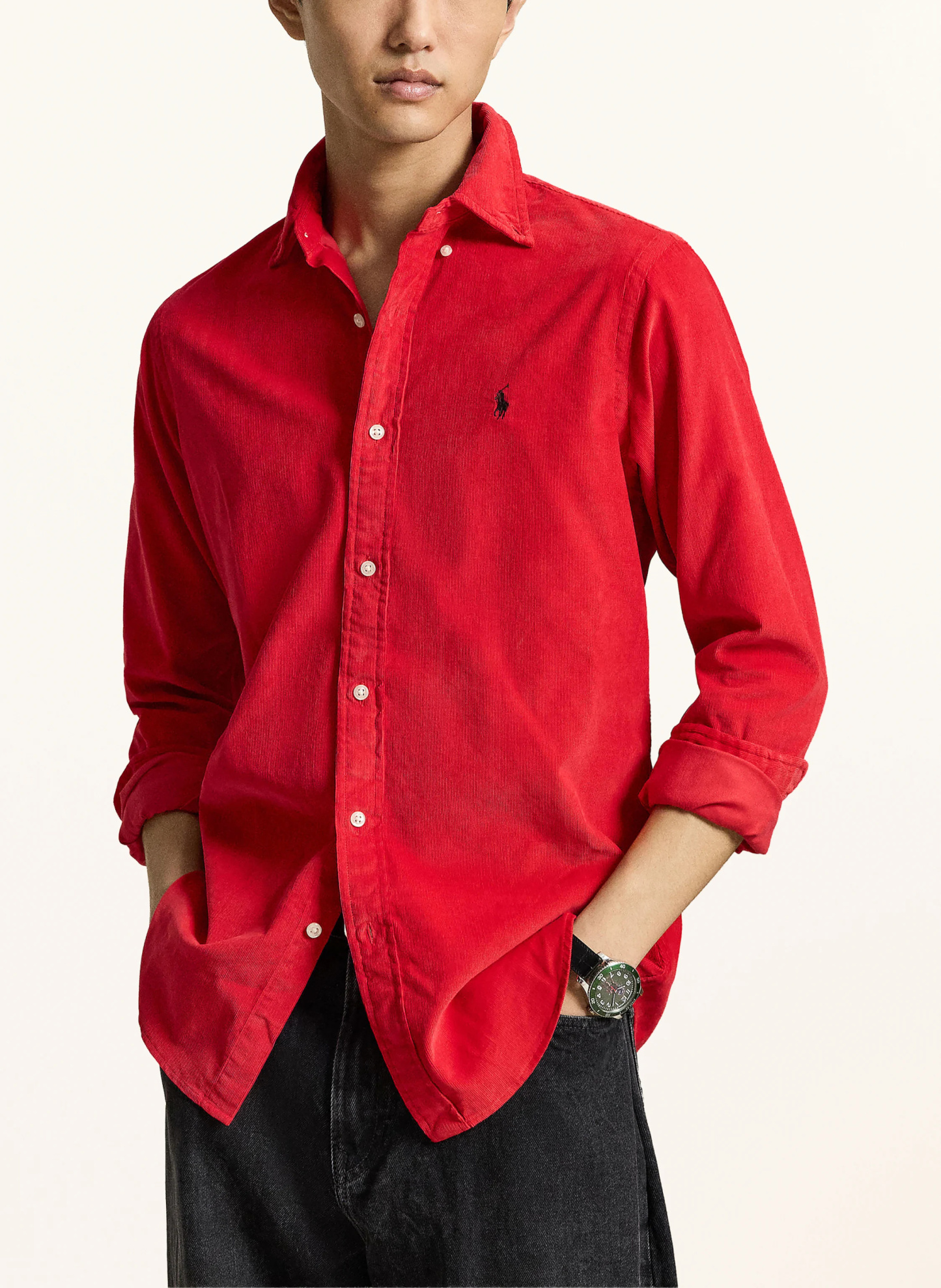 POLO RALPH LAUREN Cordhemd Custom Fit – DUNKELROT / DUNKELBLAU