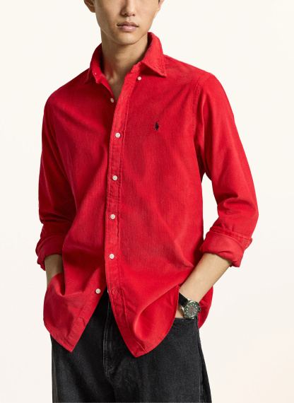 POLO RALPH LAUREN Cordhemd Custom Fit – DUNKELROT / DUNKELBLAU