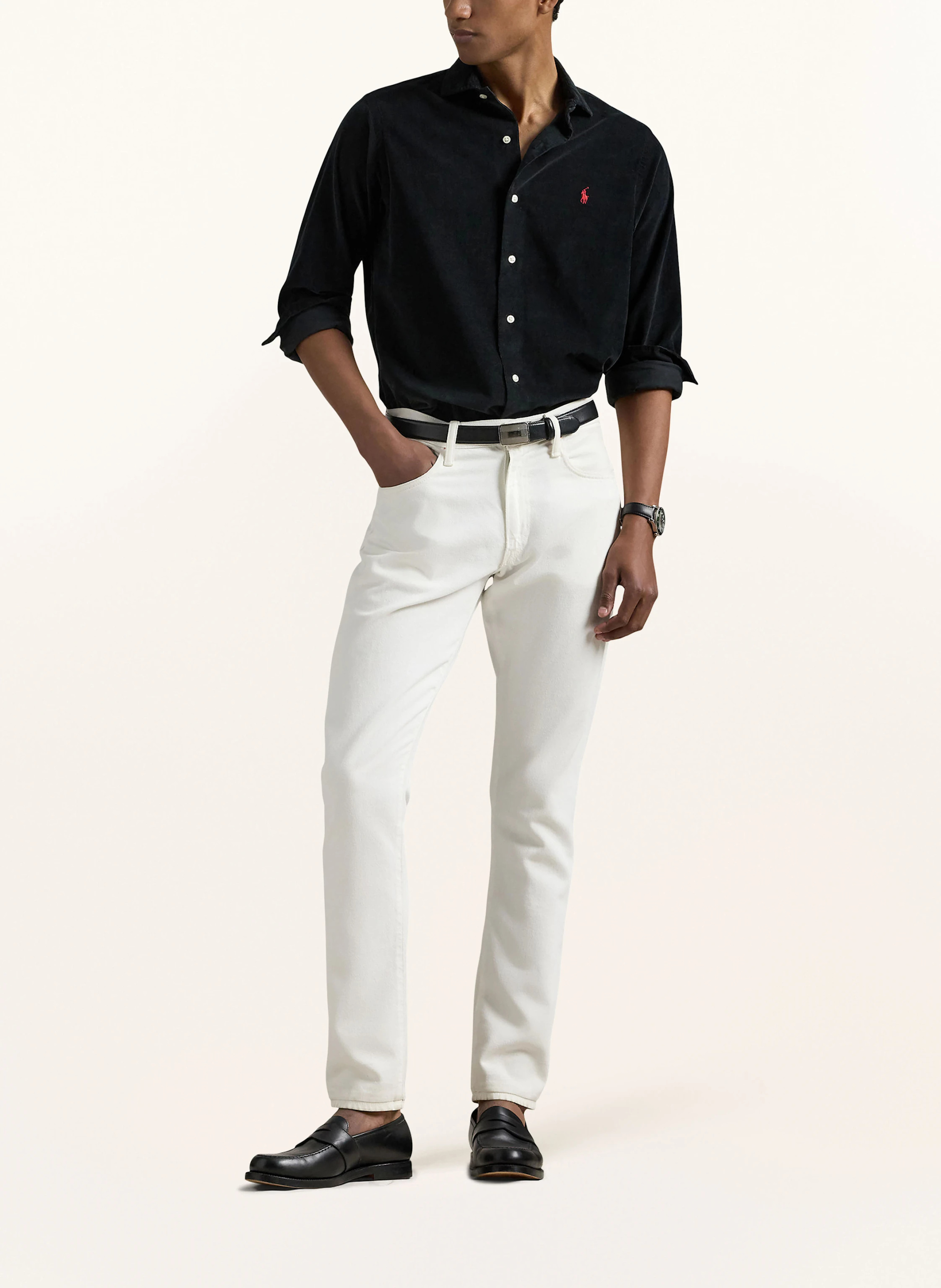 POLO RALPH LAUREN Cordhemd Custom Fit – SCHWARZ