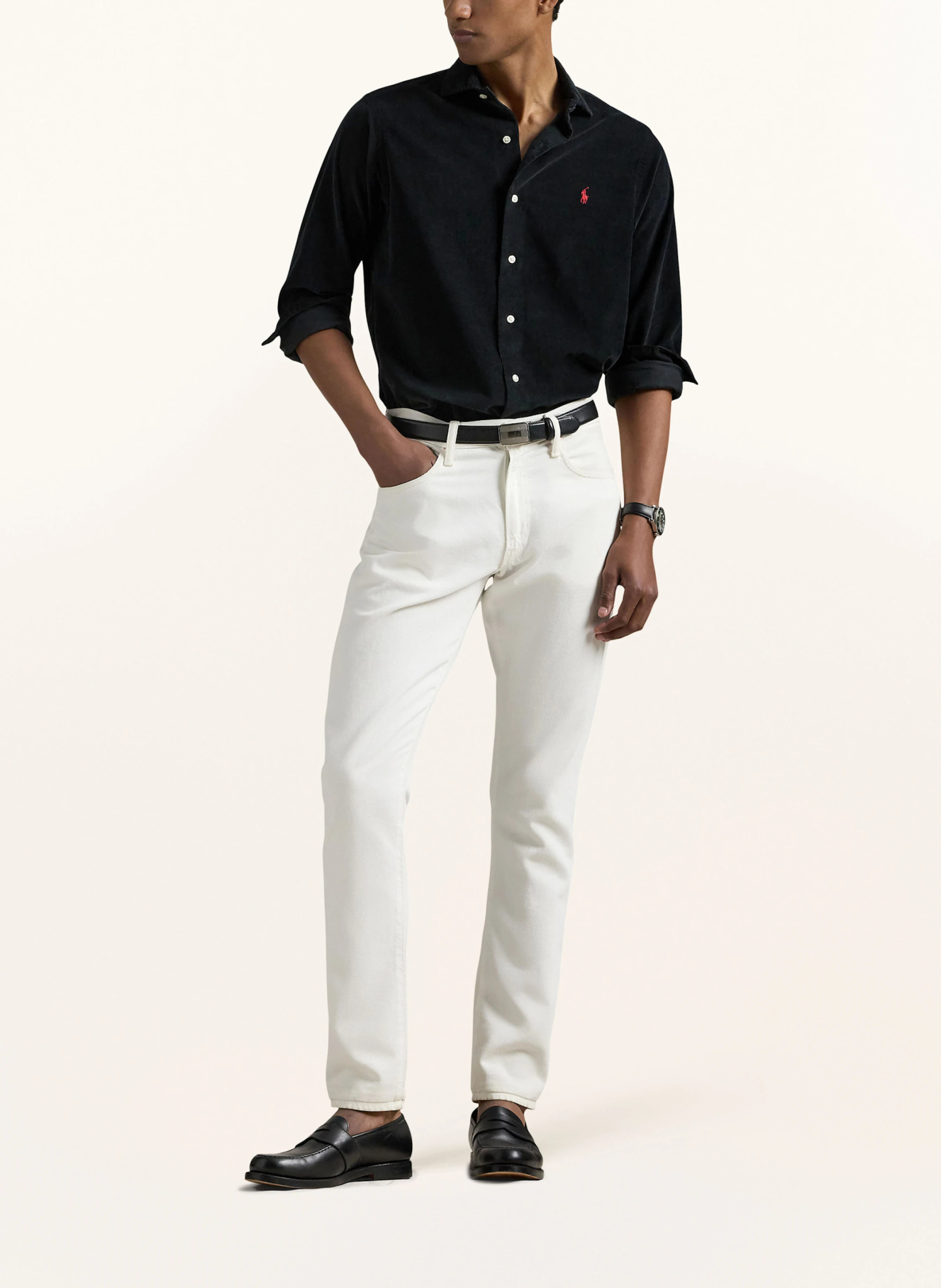 POLO RALPH LAUREN Cordhemd Custom Fit – SCHWARZ