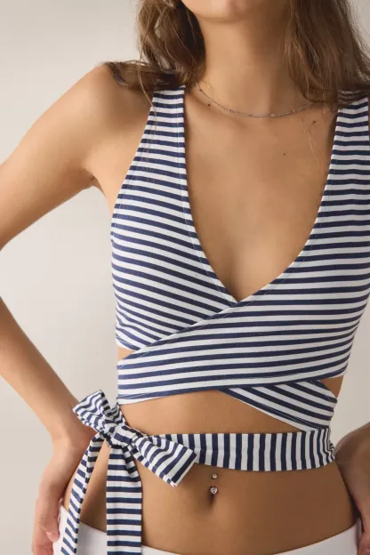 Out From Under Bec Ballet Wrap Tank Top - Blue Multi