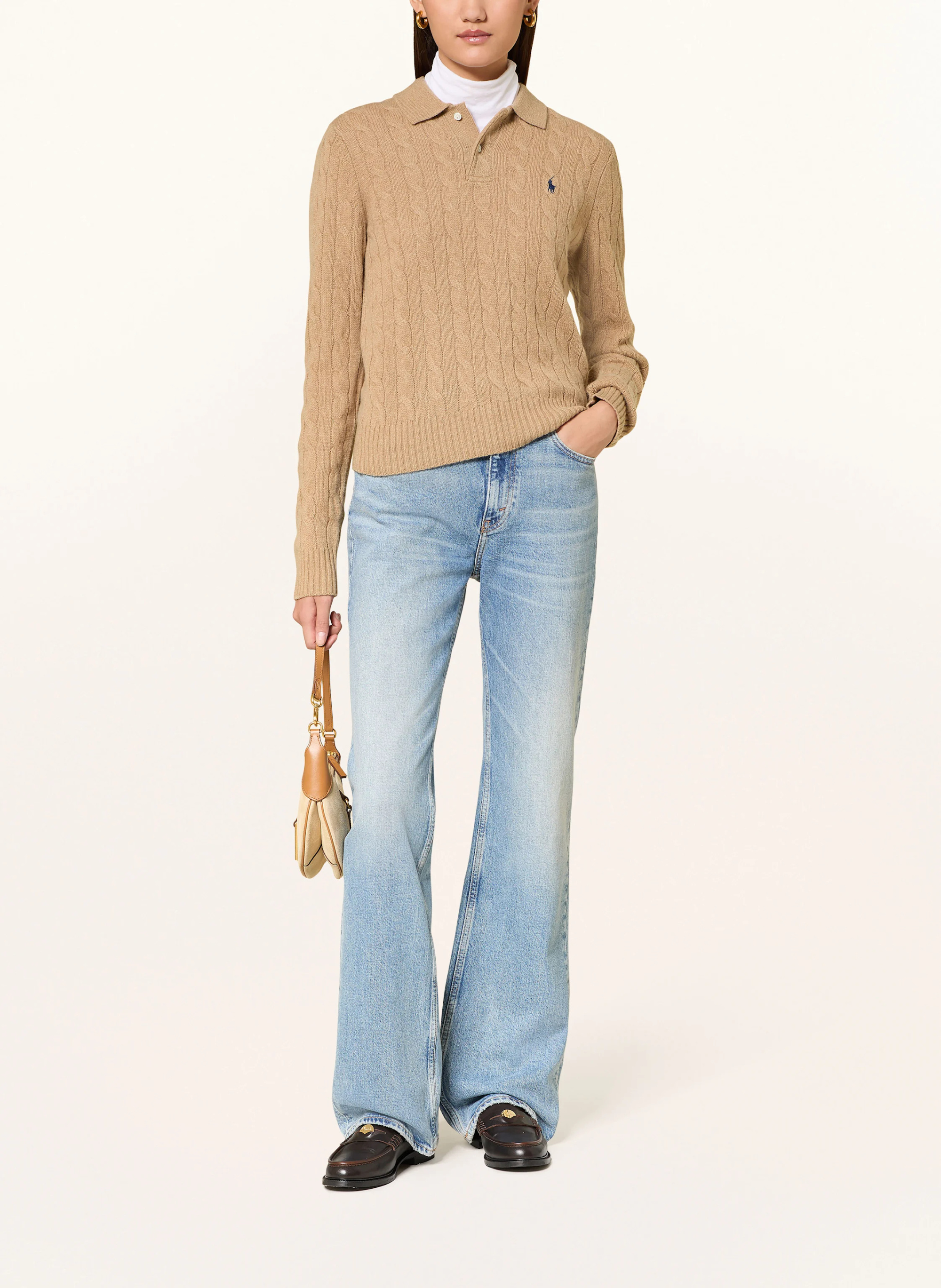POLO RALPH LAUREN Strick-Poloshirt – CAMEL