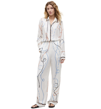 Tommy Hilfiger Women's Printed Wide-Leg Pants - Placed Multi Color Rope