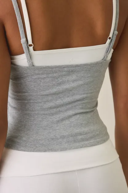 Out From Under Bec Twist-Front Cropped Cami - Grey