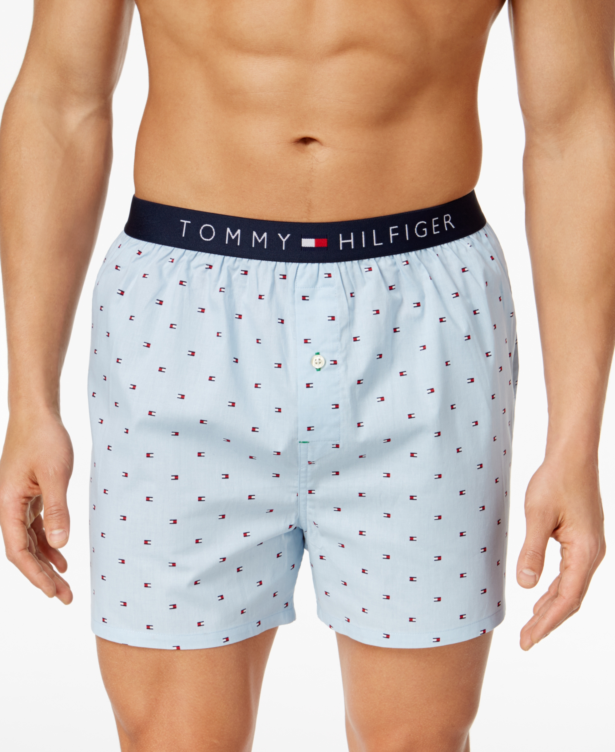 Tommy Hilfiger Men's Flag Logo Printed Cotton Boxers Underwear - Ice Blue
